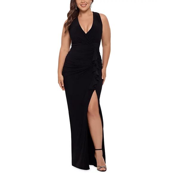 Betsy & Adam Plus Size V-Neck Gown 14W - Picture 1 of 2